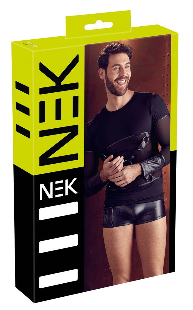 NEK - men's long sleeve cross-strap top (black)