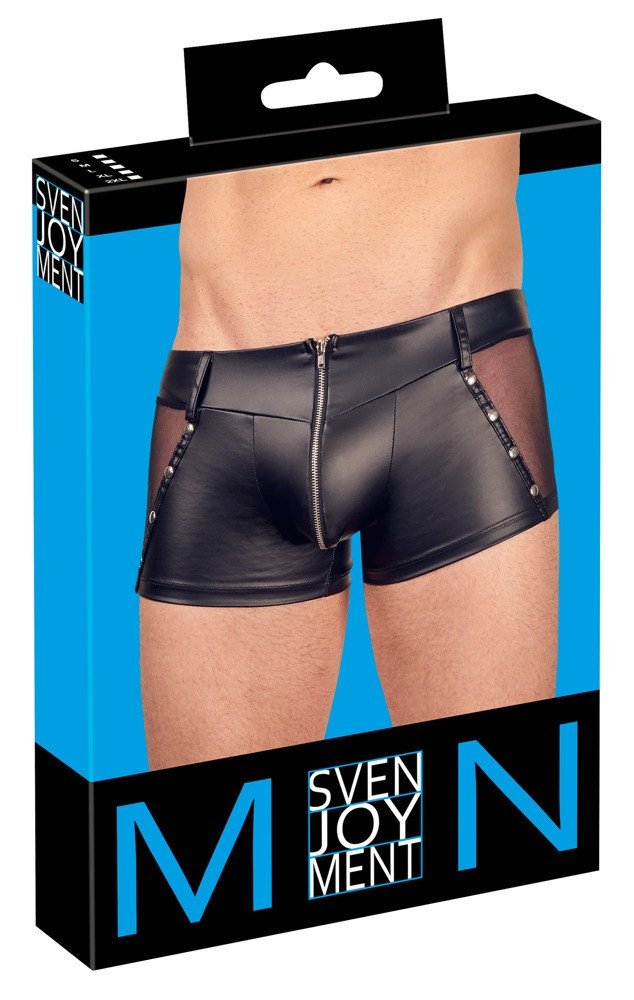 Svenjoyment - sheer boxer with side inserts and zipper (black)