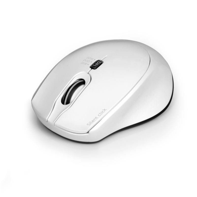 PORT bezdrátová myš SILENT, USB-A/USB-C dongle, 2, 4Ghz, 1600DPI, bílá