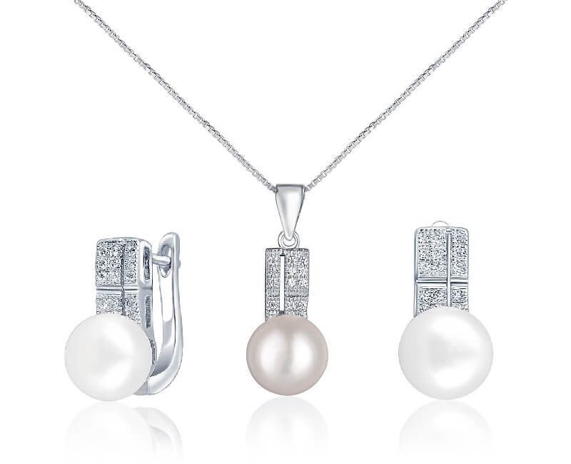 JwL Luxury Pearls Zvýhodněná perlová souprava šperků JL0644 a JL0645 (náhrdelník, náušnice)