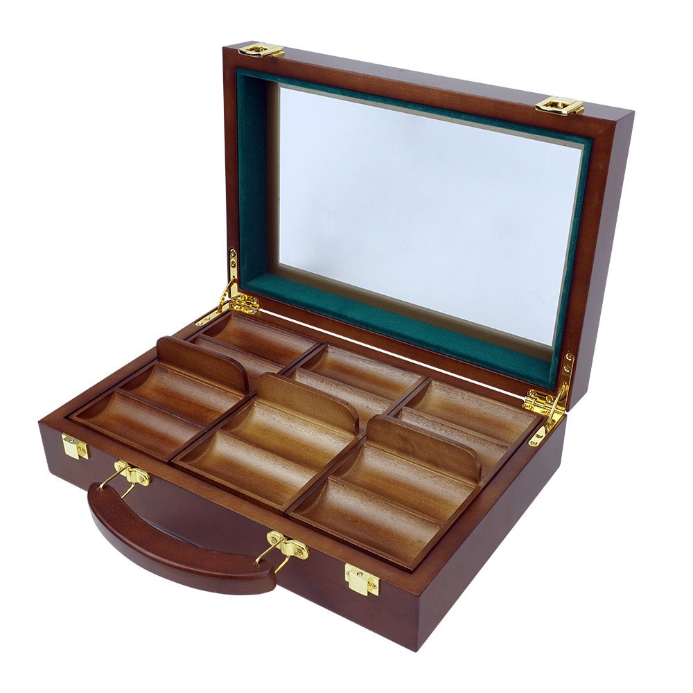 Luxusní dřevěný kufřík na 300 žetonů