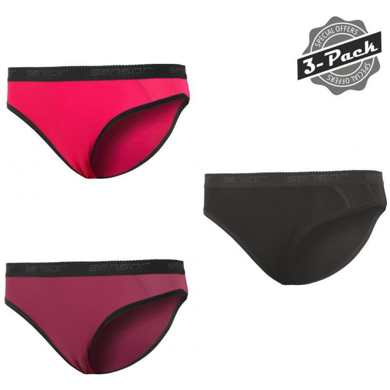 Kalhotky Sensor Double Face 3-pack - dámské, černá, lila, purpurová - Velikost L