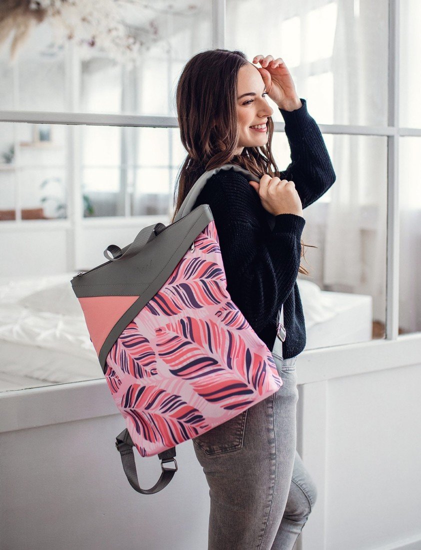 Trendový dámský koženkový batoh VUCH Ravin, šedá