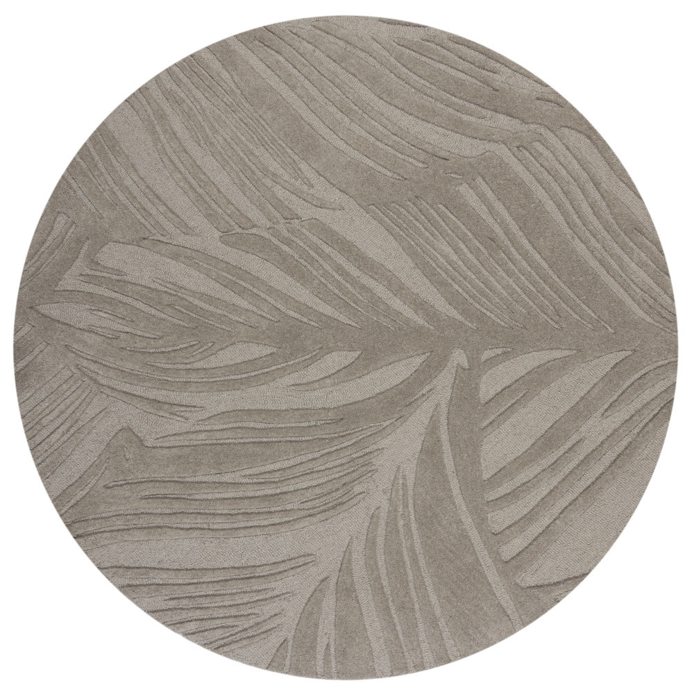 Flair Rugs koberce Kusový koberec Solace Lino Leaf Grey kruh - 160x160 (průměr) kruh cm Šedá