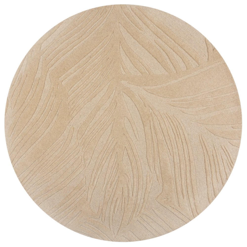 Flair Rugs koberce Kusový koberec Solace Lino Leaf Natural kruh - 160x160 (průměr) kruh cm Béžová