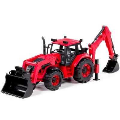 Traktor Belarus s přední radlicí a zadním rypadlem 26 cm