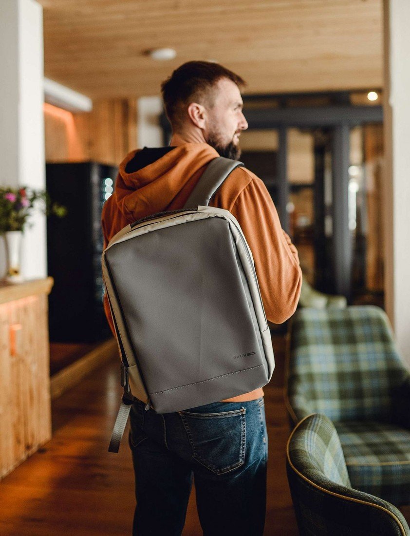 Pánský koženkový batoh na notebook VUCH Jawen, šedá