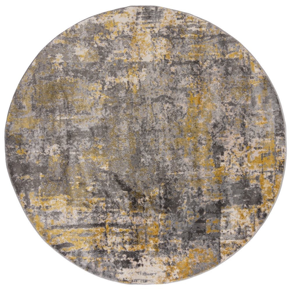 Flair Rugs koberce Kusový koberec Cocktail Wonderlust Grey/Ochre kruh - 160x160 (průměr) kruh cm Žlutá