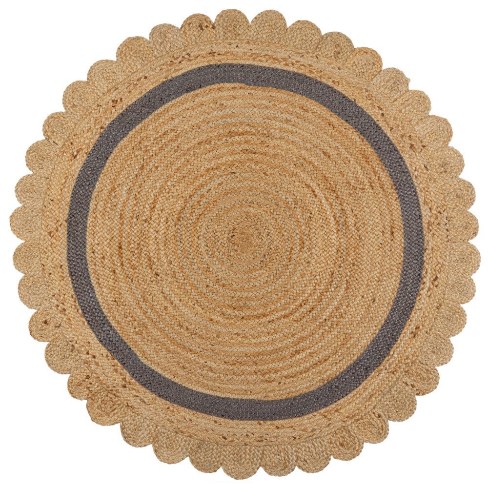 Flair Rugs koberce Kusový koberec Grace Jute Natural/Grey kruh - 160x160 (průměr) kruh cm Béžová