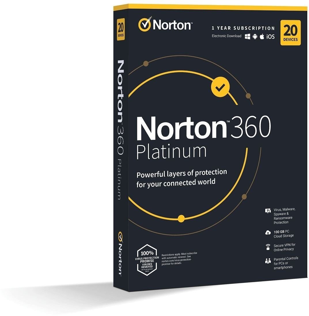 Norton 360 Platinum 100GB + VPN 1 uživatel, 20 zařízení, 1 rok - 21428062