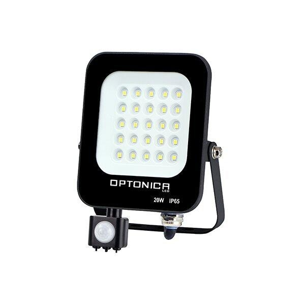 Optonica LED SMD reflektor Černá Body IP65 se čidlo 20W Studená bílá