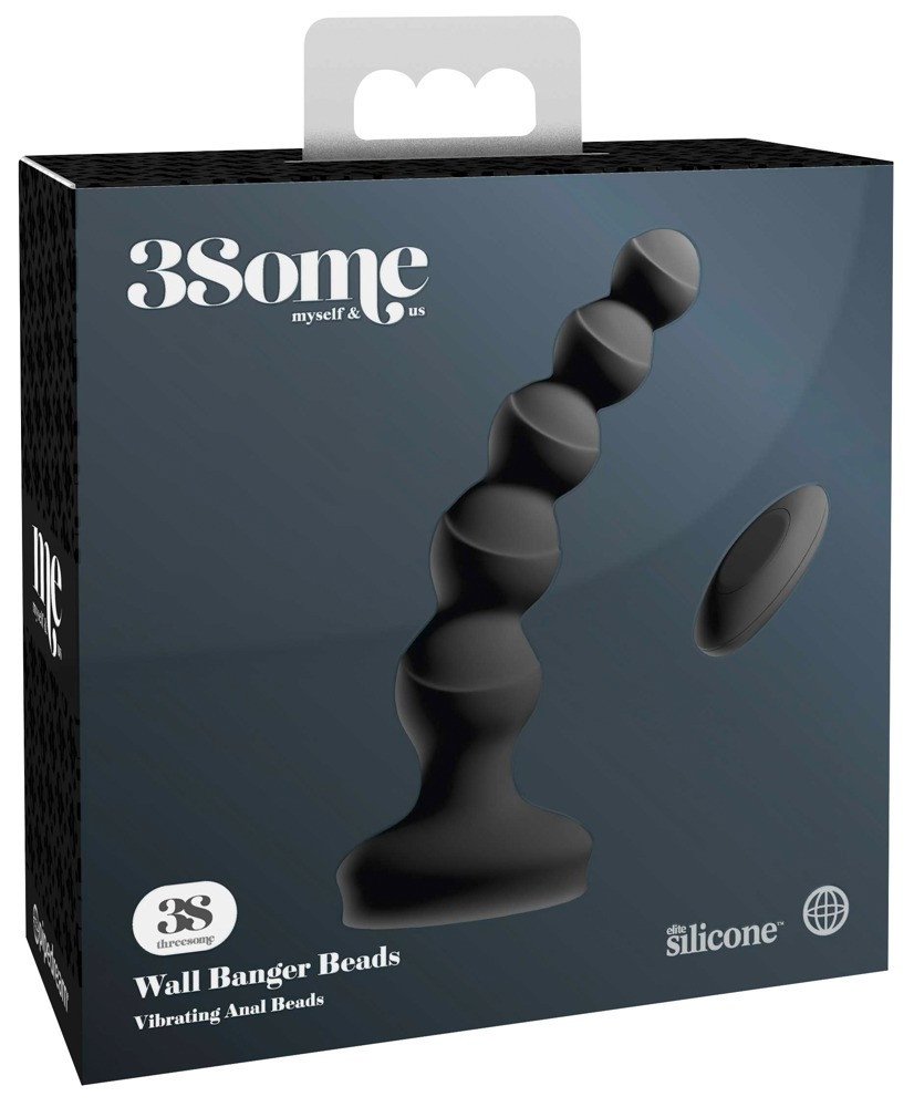 3Some wall banger Beads - cordless radio prostate vibrator (black)