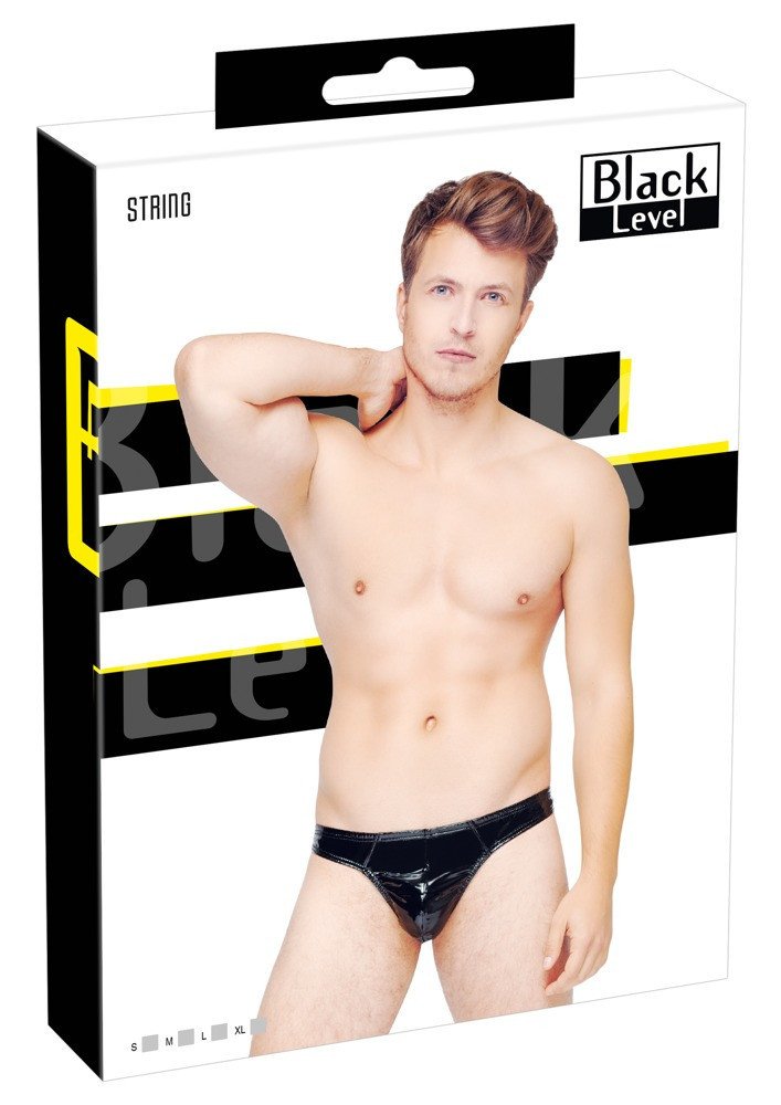 Black Level - classic lacquer men's thong (black)