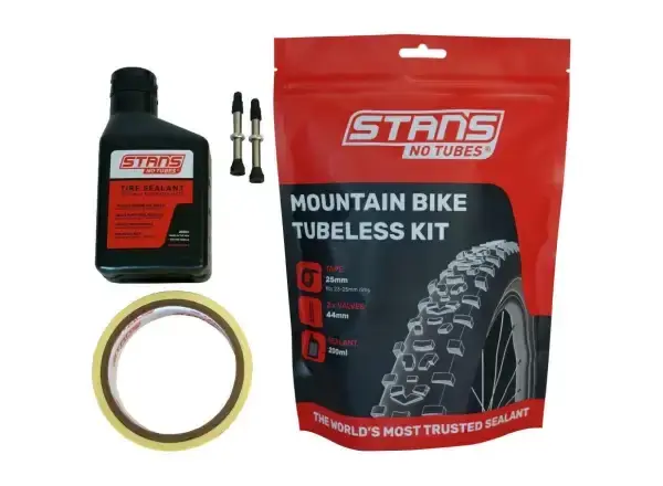 No Tubes Tubeless konverzní kit pro MTB pláště tmel 200 ml, páska 25 mm, ventilek 44 mm