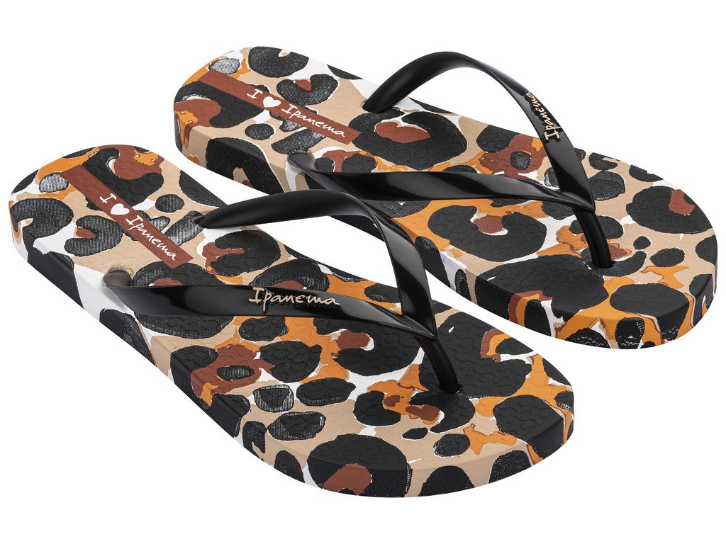 Ipanema Animale Print II 83306-AJ134 Dámské žabky černo / oranžové 35-36