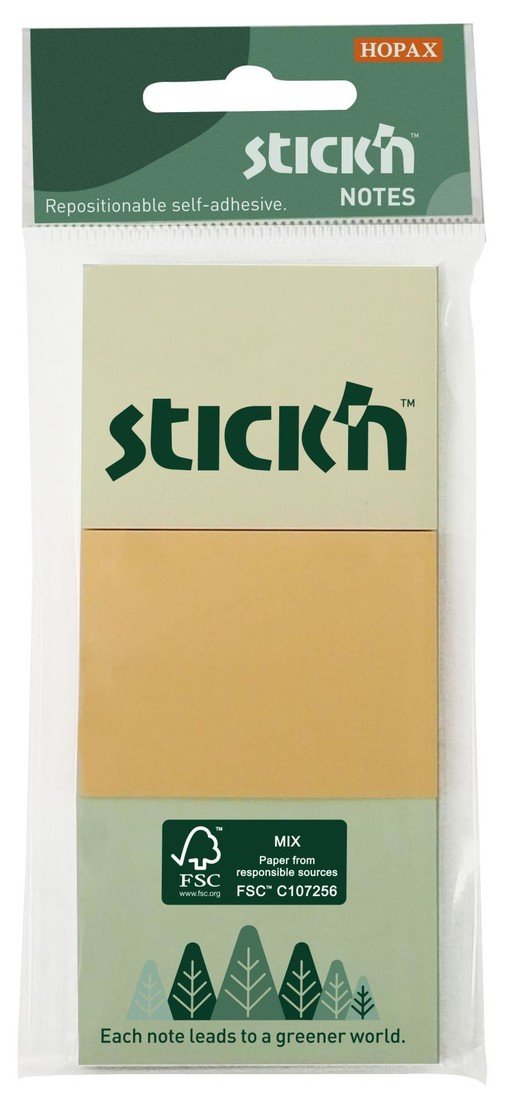 Stick’n by Hopax Samolepicí bloček Stick'n by Hopax FSC - 38 x 51 mm, 3x100 lístků, pastel mix