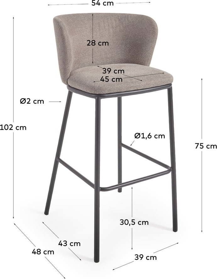 Světle hnědé barové židle v sadě 2 ks 102 cm Ciselia – Kave Home