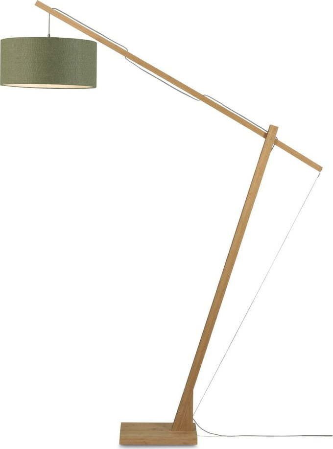 Stojací lampa s tmavě zeleným stínidlem a konstrukcí z bambusu Good&Mojo Montblanc
