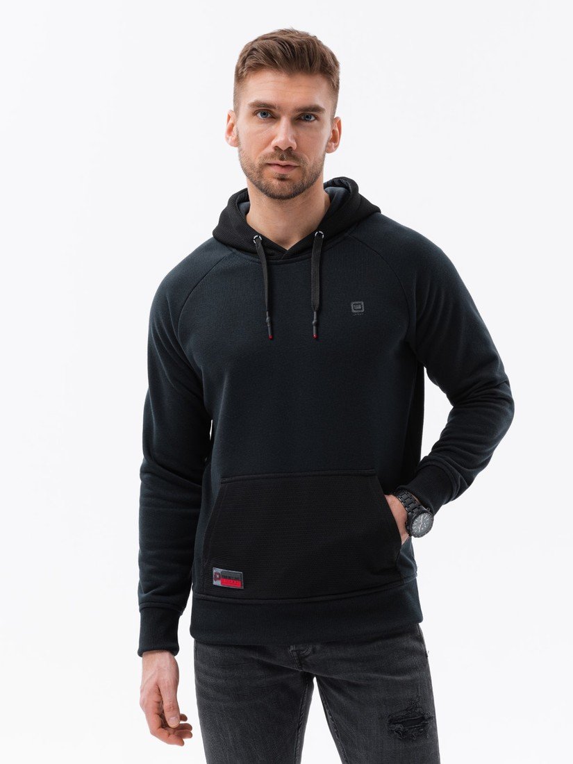 Ombre Men's combined materials HOODIE sweatshirt - black