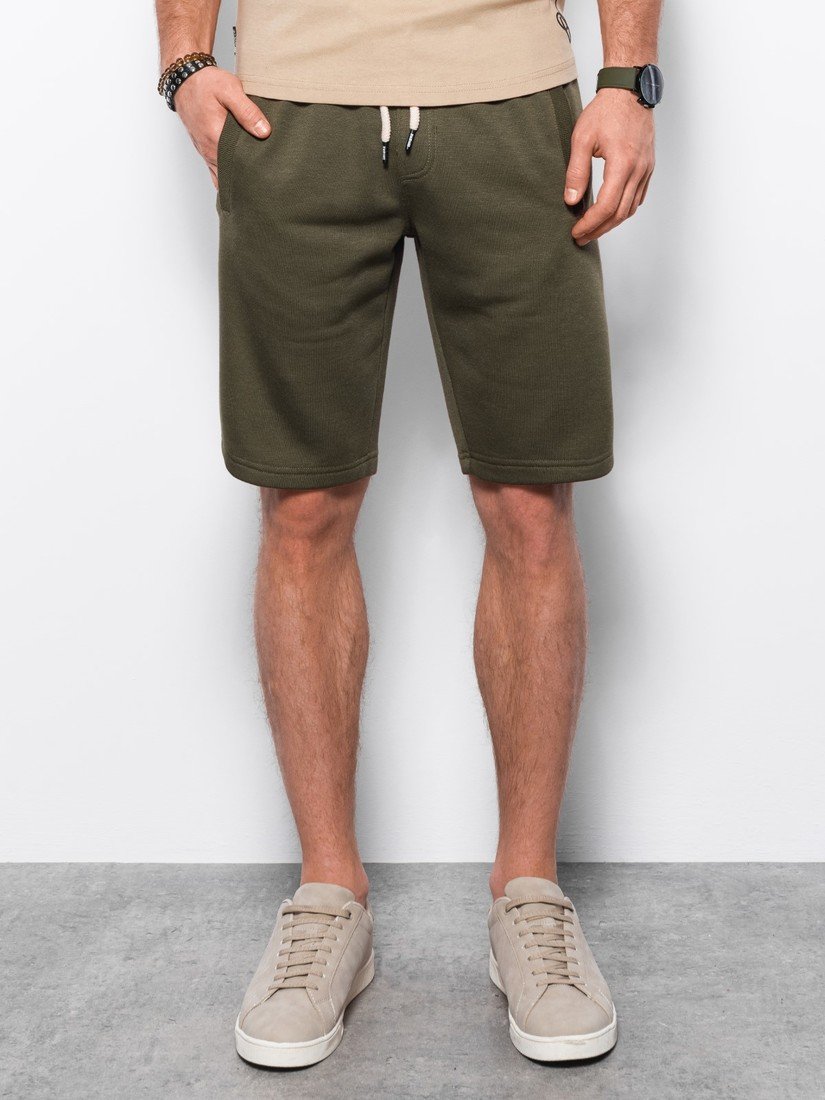 Ombre Men's short shorts with pockets - dark olive