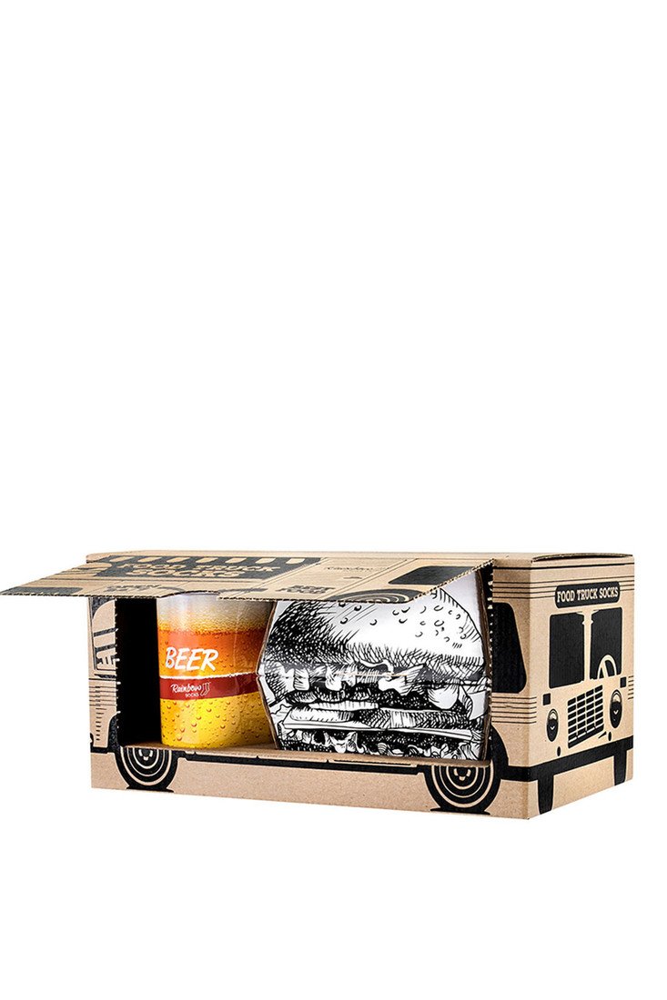 Sada Food Truck Socks Box Beer Burger 3 páry
