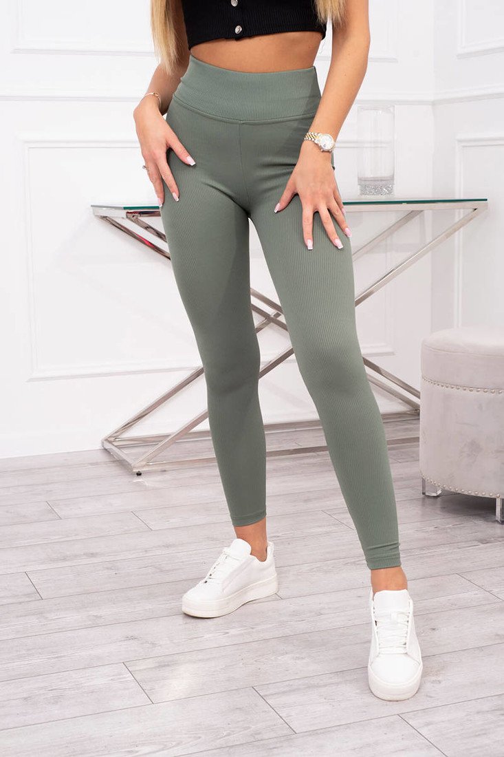 Pruhované legíny kalhoty tmavě mátové