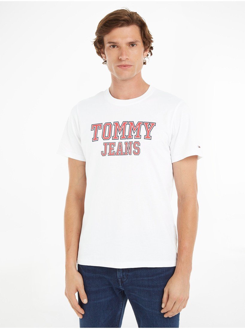 Bílé pánské tričko Tommy Jeans Essential - Pánské