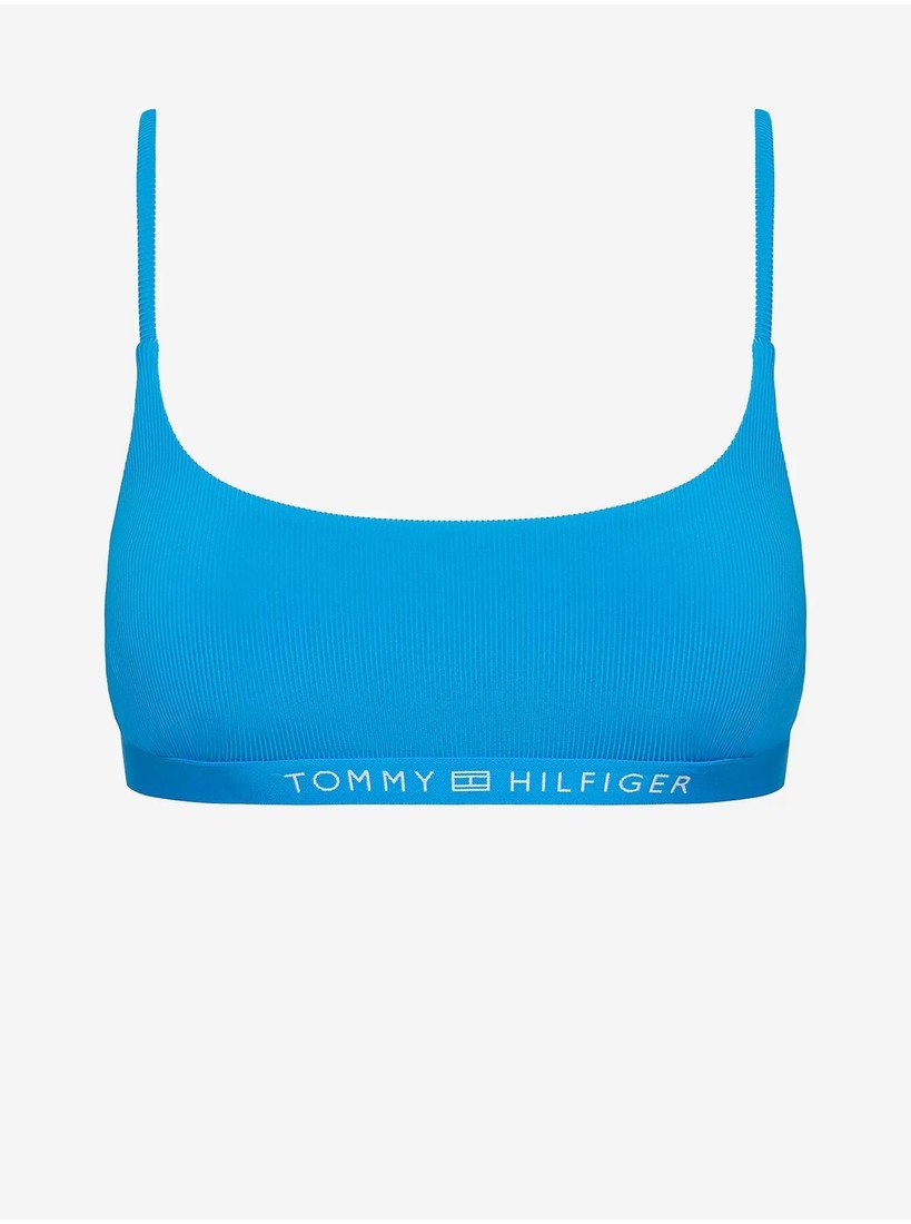 Modrý dámský horní díl plavek Tommy Hilfiger Tonal Logo Bralette - Dámské