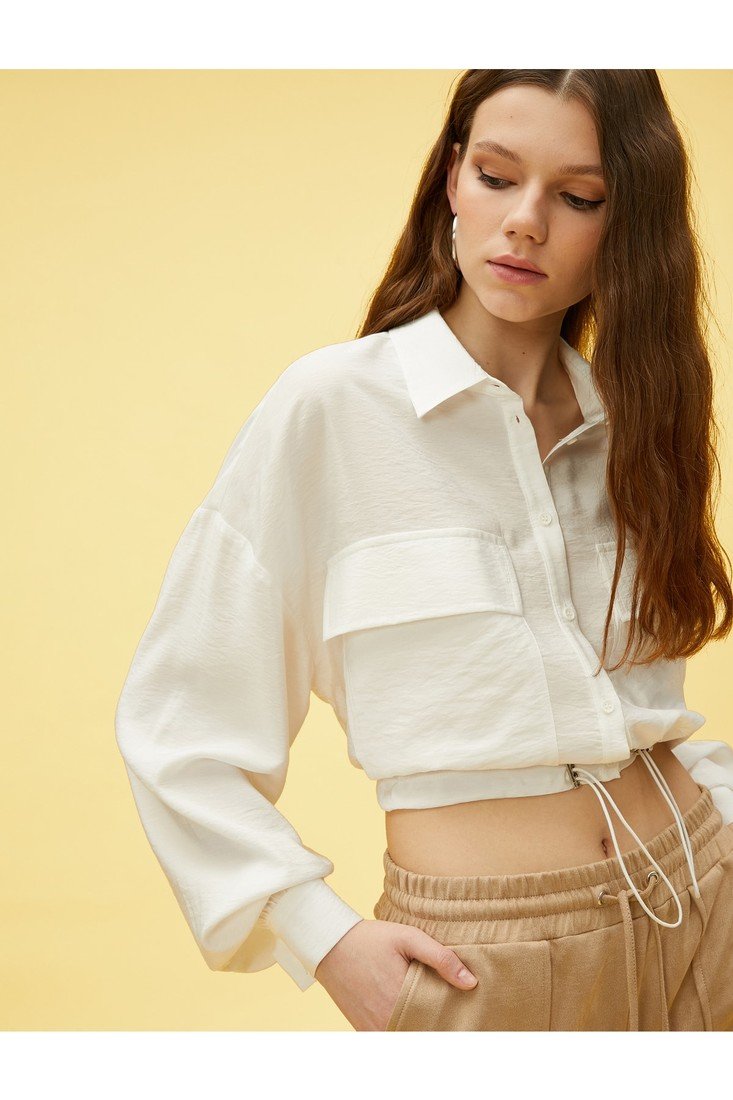 Koton Aslıhan Malbora X - Crop Waist Pleated Shirt