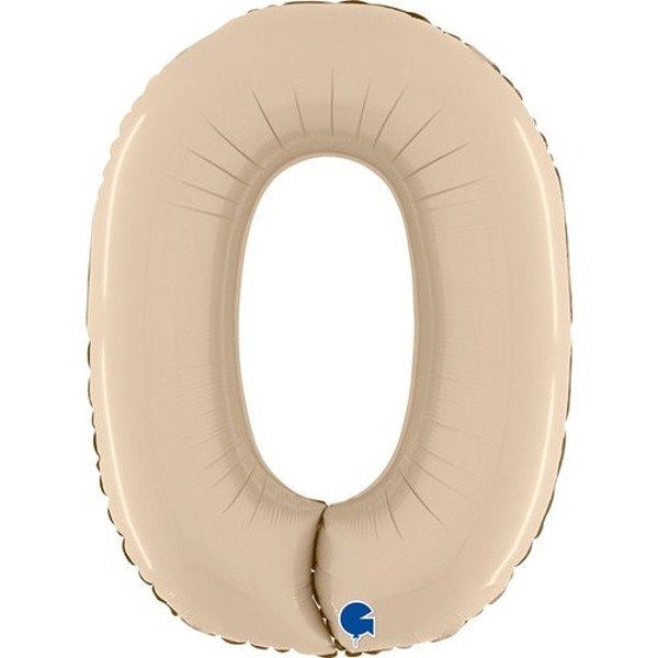 Balónek fóliový číslo 0 Saténová krémová 102 cm