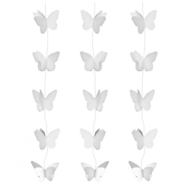 Dekorace závěsná motýlci bílí  2 m x 7,5 cm