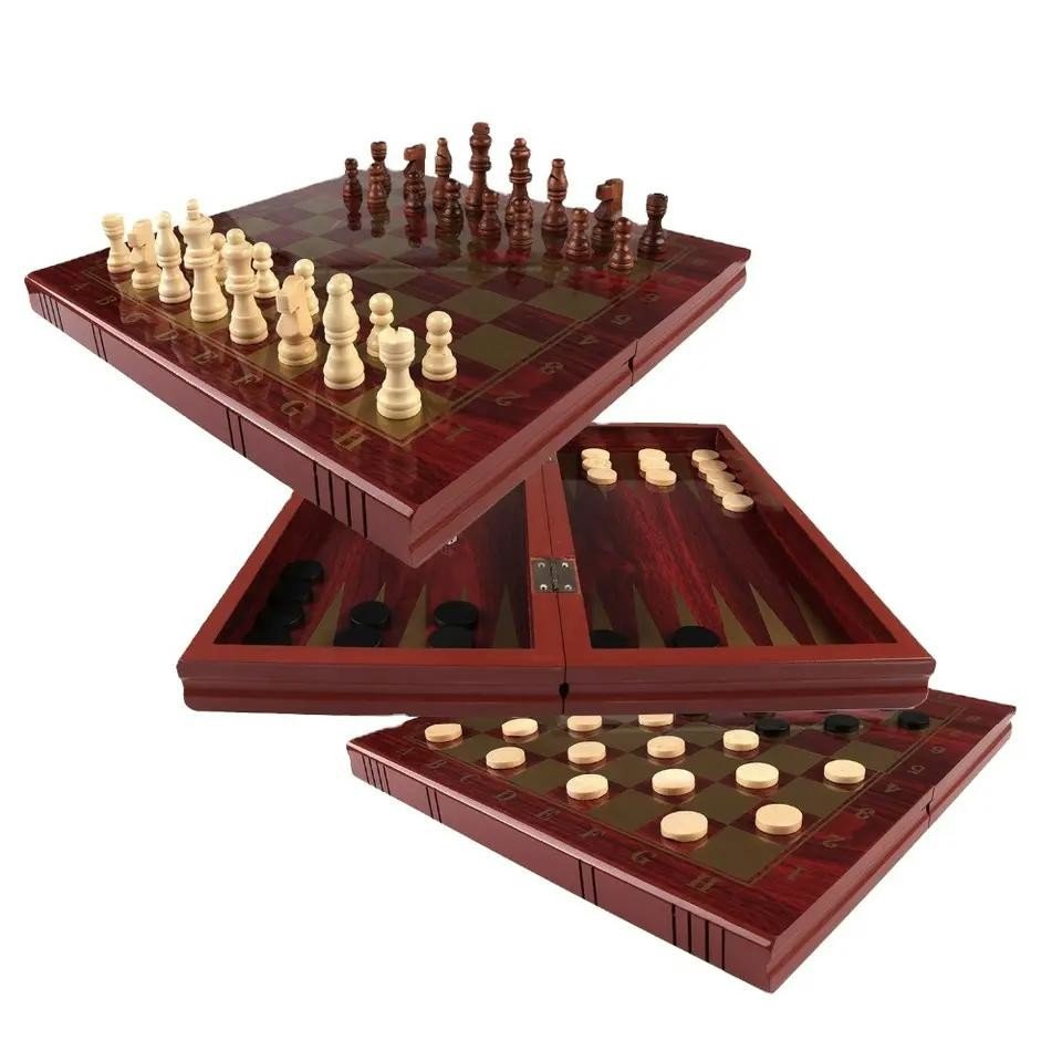 Šachy, backgammon a dáma set 3v1