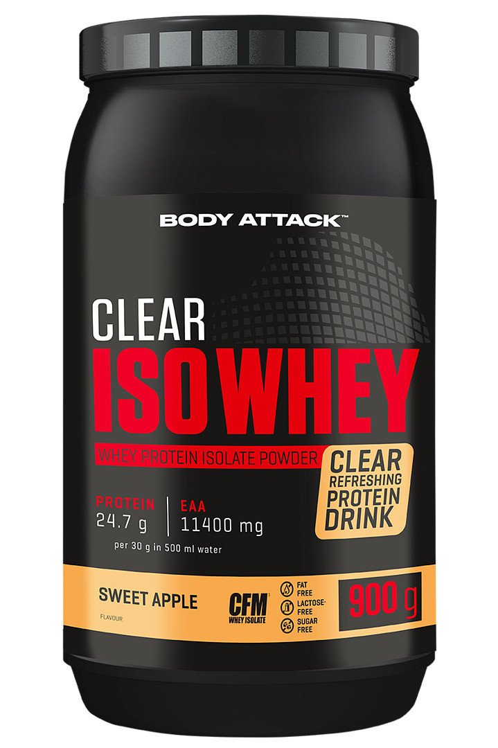 Body Attack Clear Iso Whey 900g, syrovátkový proteinový izolát CFM, Blackberry
