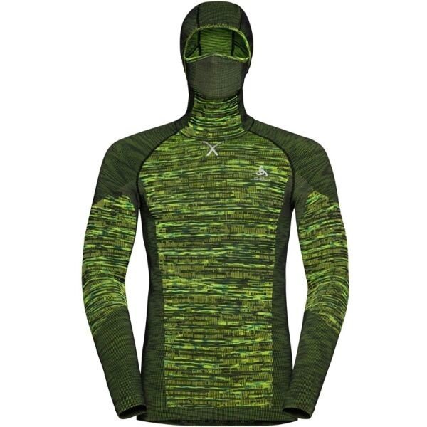 Odlo BL TOP WITH FACEMASK L/S BLACKCOMB ECO Pánské funkční tričko s integrovanou kuklou, zelená, velikost M