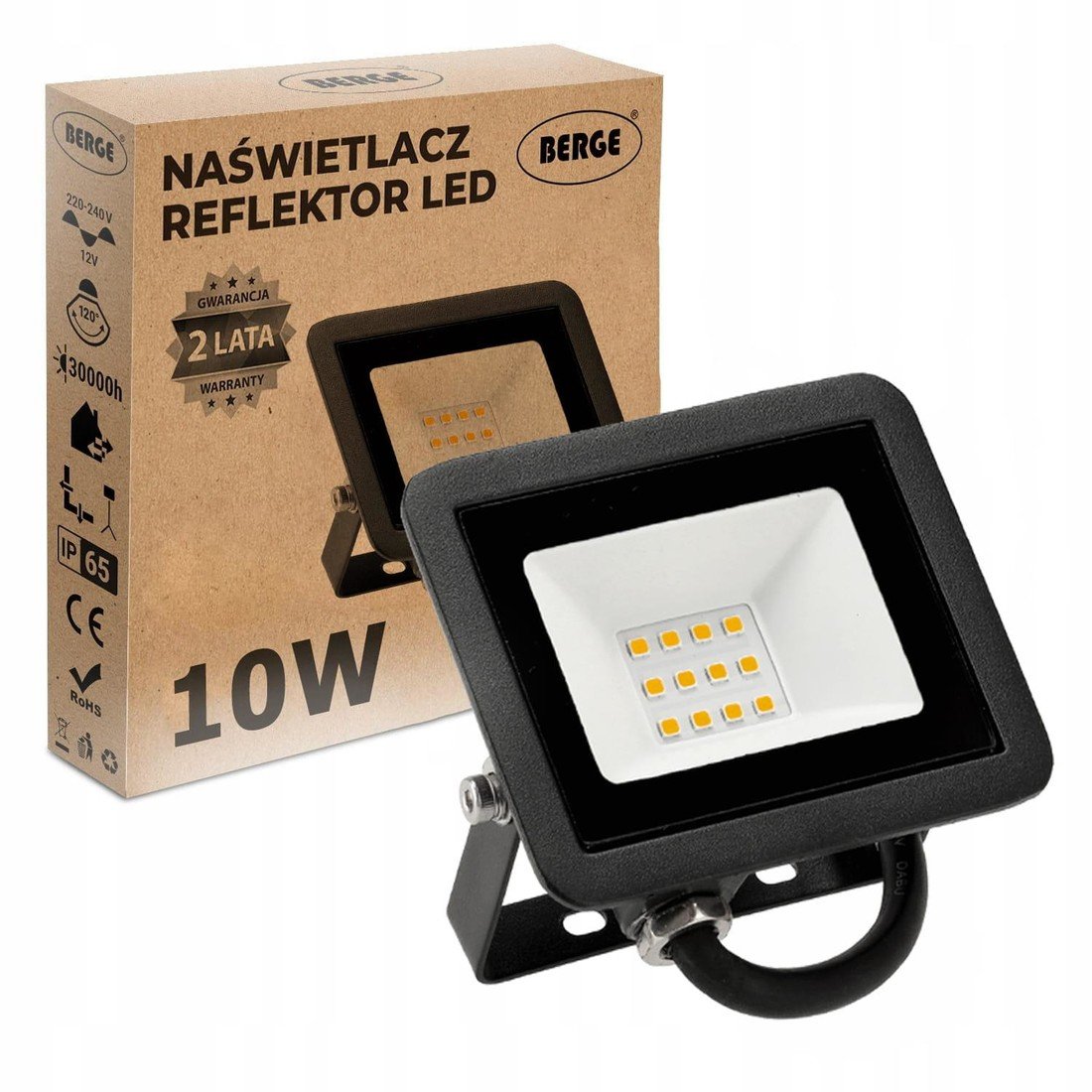 Berge LED reflektor 10W IP65 PREMIUM - neutrální bílá