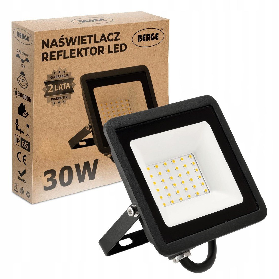 Berge LED reflektor 30W IP65 PREMIUM - neutrální bílá