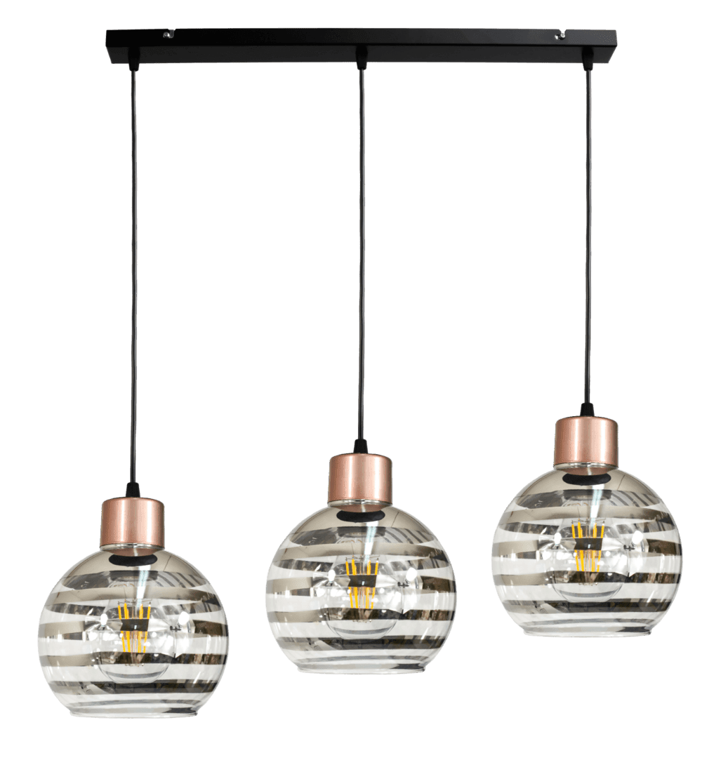 Berge LED závěsné stropní svítidlo 3xE27 GLASS BALL stripes black