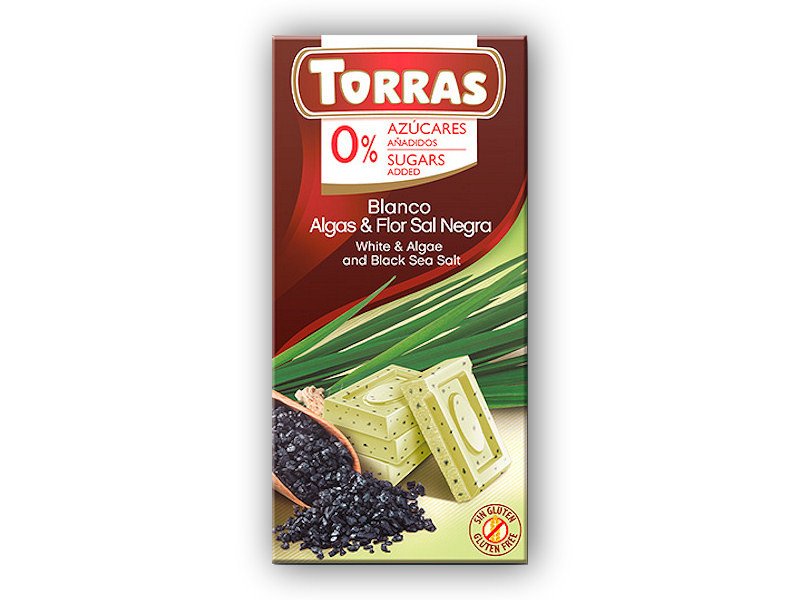 Torras Bílá čokoláda s chlorelou a černou solí 75g