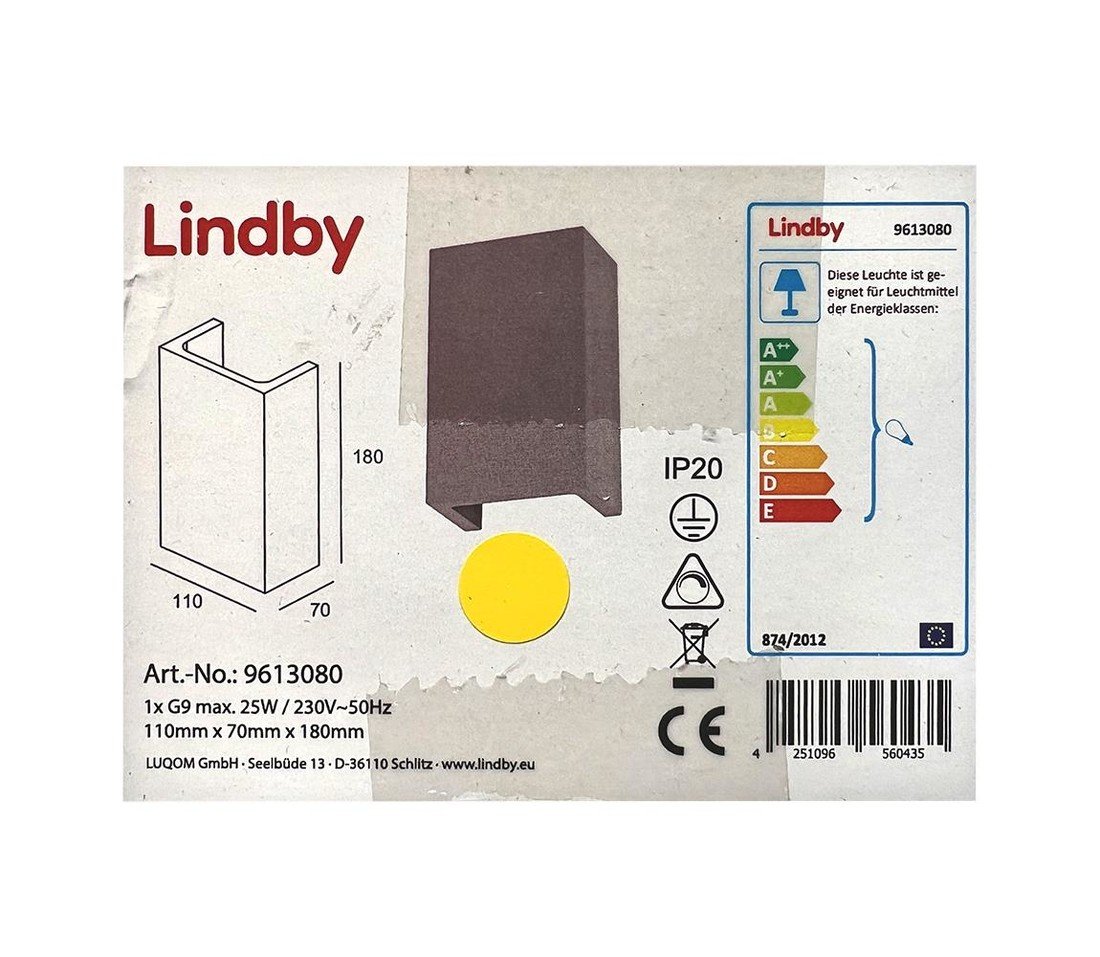 Lindby Lindby - Nástěnné svítidlo SMIRA 1xG9/25W/230V
