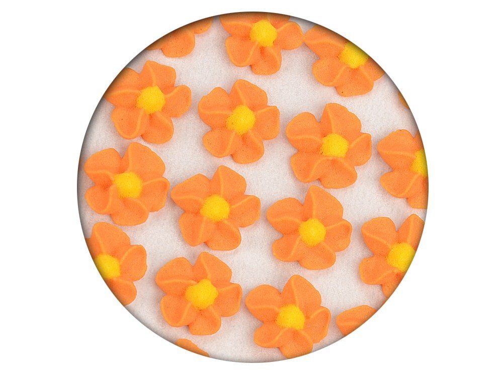 Cukrová dekorace - Květy točené 35 ks oranžové - Frischmann