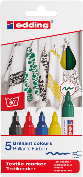Popisovač na textil edding 4500, sada 5 základních barev