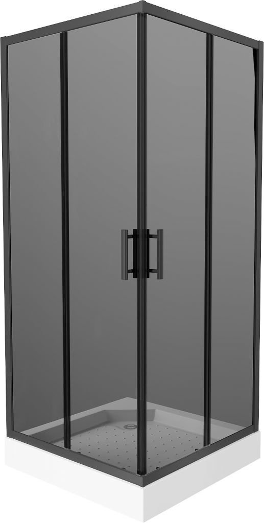 MEXEN/S Rio sprchový kout čtverec 90 x 90 cm, grafit, černý + vanička Rio včetně výpustě 860-090-090-70-40-4510