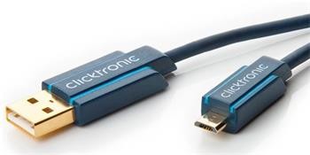 ClickTronic HQ OFC USB2.0 kabel, A-B micro, zlacené konektory, 0,5m