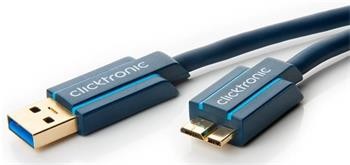 ClickTronic HQ OFC USB3.0 kabel, A-B micro, zlacené konektory, 3m