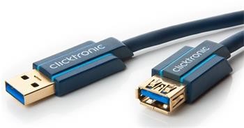 ClickTronic HQ OFC prodlužovací USB3.0 kabel, A-A, zlacené konektory, 3m