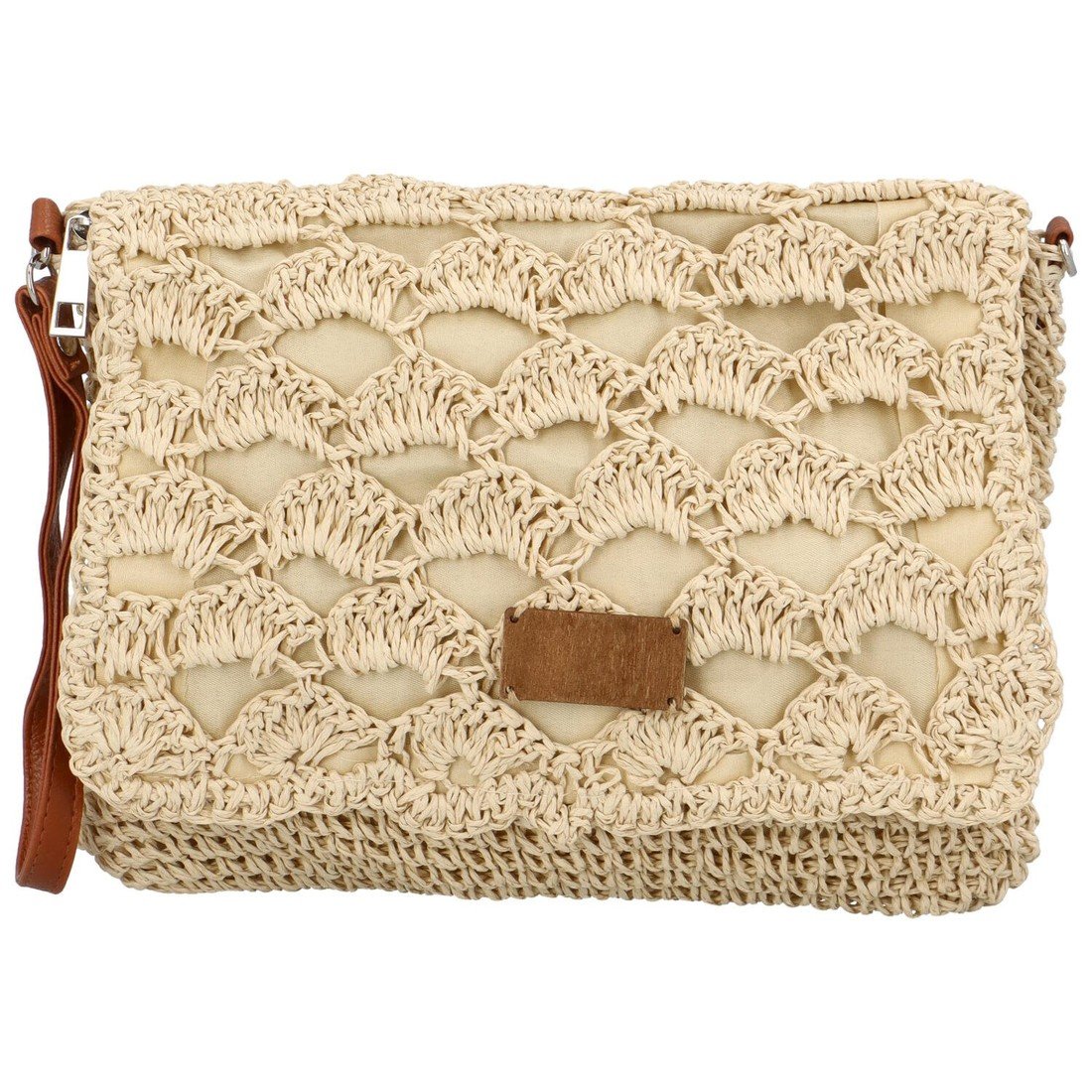 Měkká kabelka do ruky s pleteným vzorem Vivalo, béžová