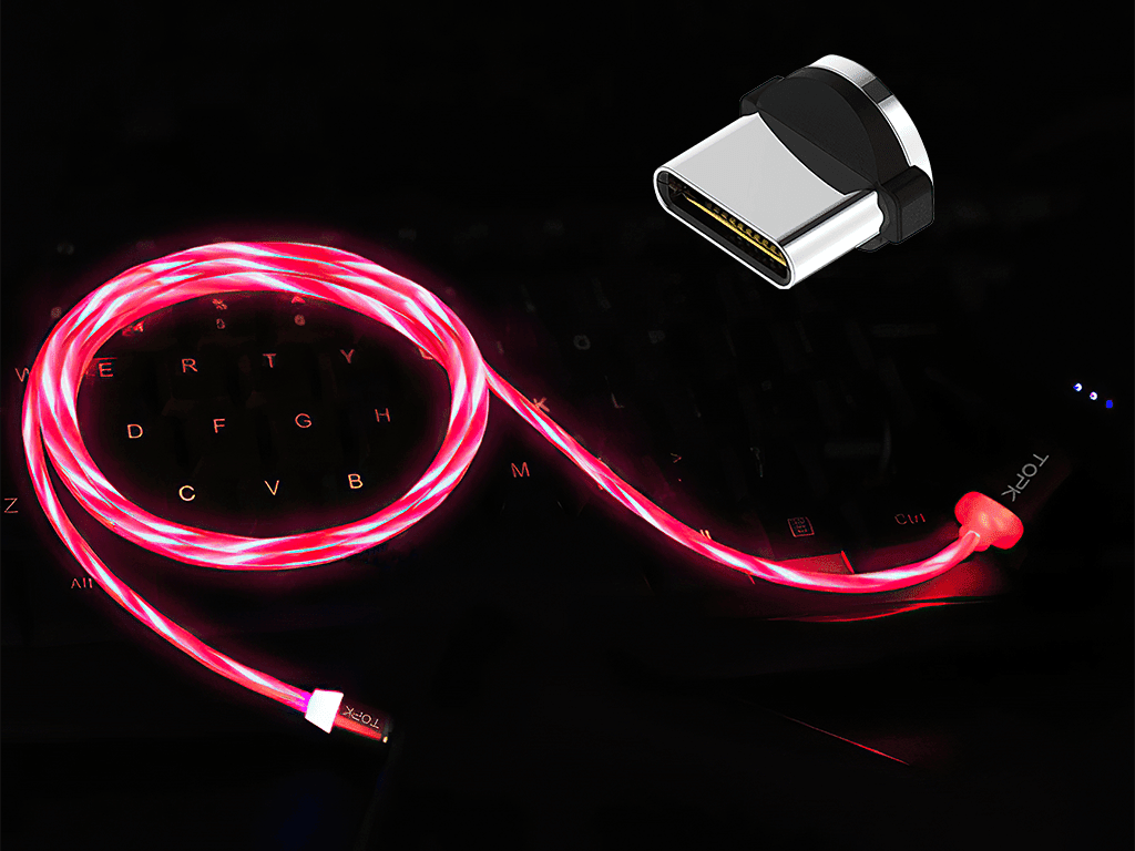 M5 - Svítící magnetický USB kabel - Růžový - USB C - 1 m
