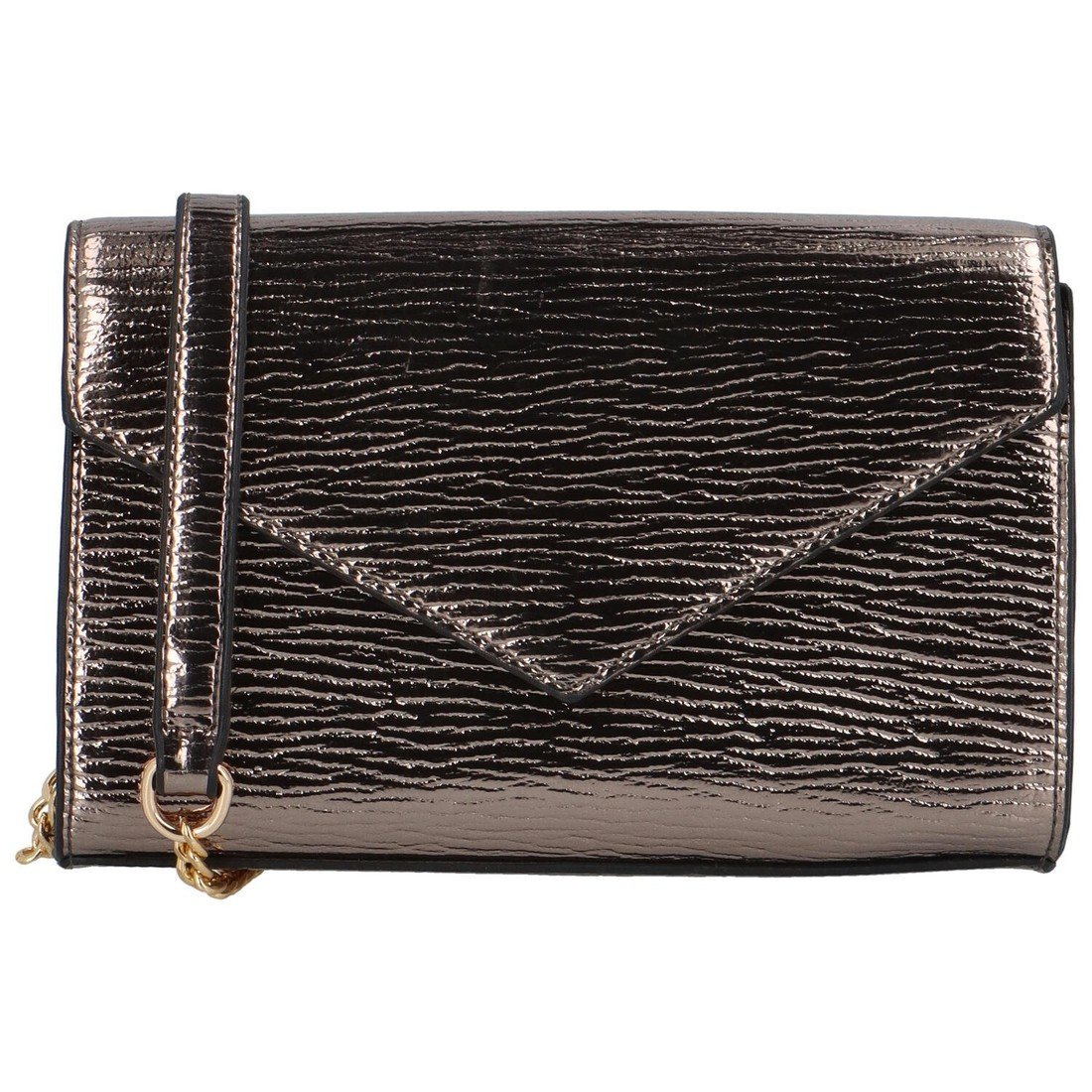 Metalické dámské psaníčko Penelopé, tmavě stříbrná