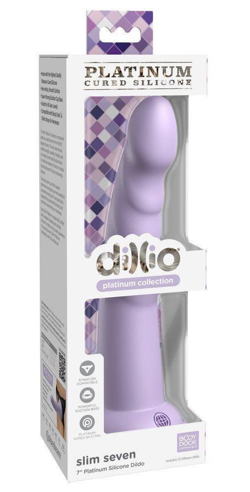 Dillio Slim Seven - sticky glans stimulating dildo (20cm) - purple