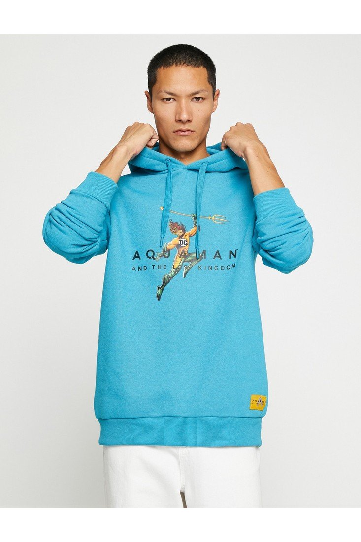 Koton Aquaman Hooded Sweatshirt Raised Licensed Printed